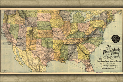 24"x36" Gallery Poster, map of Shenandoah Valley Railroad 1890