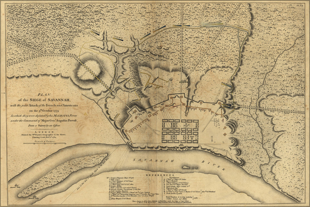 24"x36" Gallery Poster, map of Siege of Savannah georgia 1779