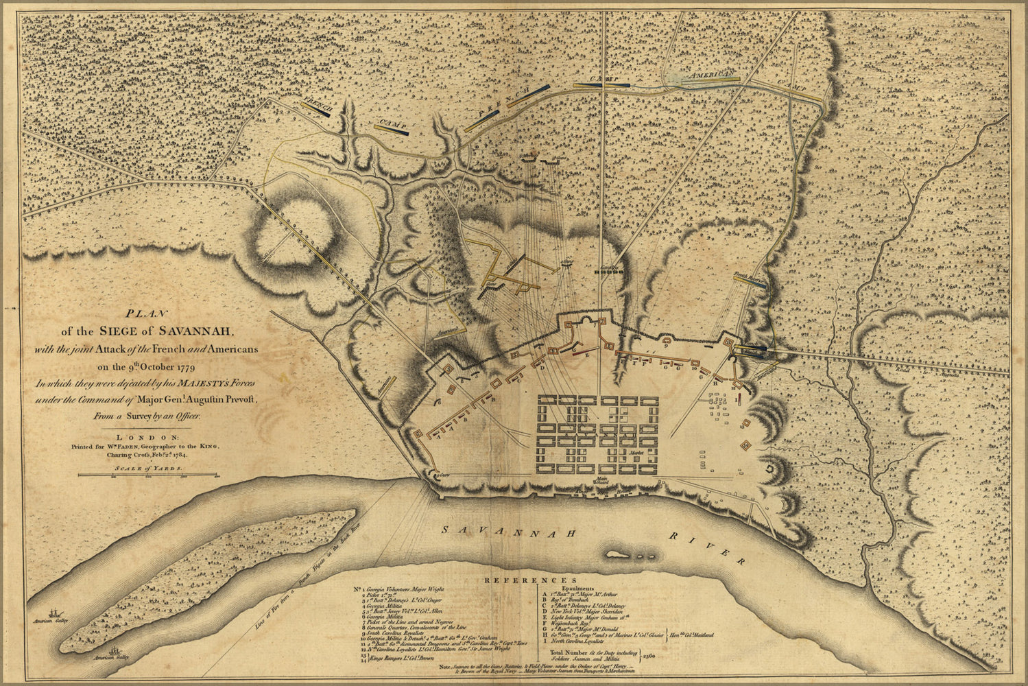 24"x36" Gallery Poster, map of Siege of Savannah georgia 1779