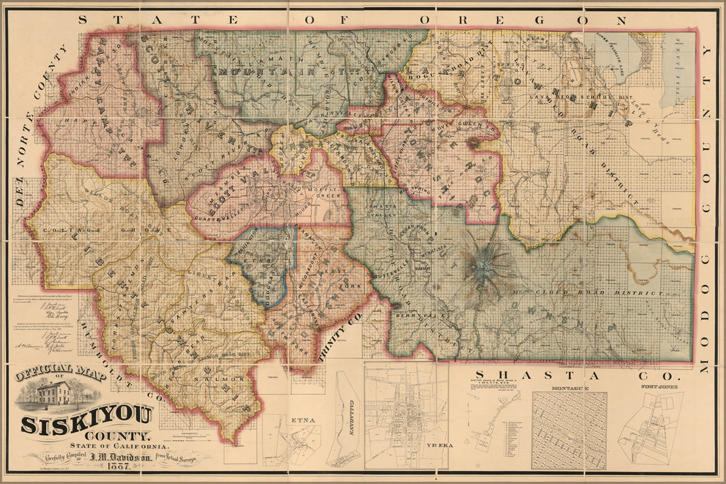 24"x36" Gallery Poster, map of Siskiyou County, California 1887