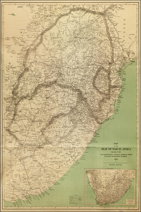 24"x36" Gallery Poster, map of South Africa War, 1899