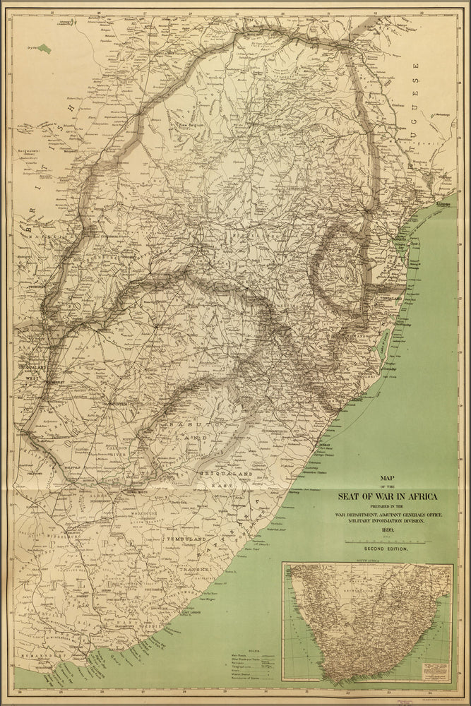 24"x36" Gallery Poster, map of South Africa War, 1899