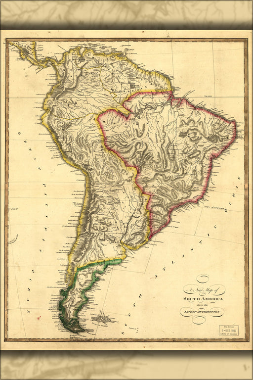 24"x36" Gallery Poster, map of South America 1817