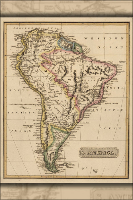 24"x36" Gallery Poster, map of South America 1817 P2