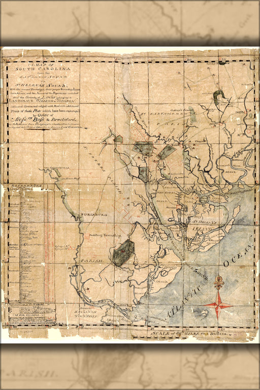24"x36" Gallery Poster, map of South Carolina 1771