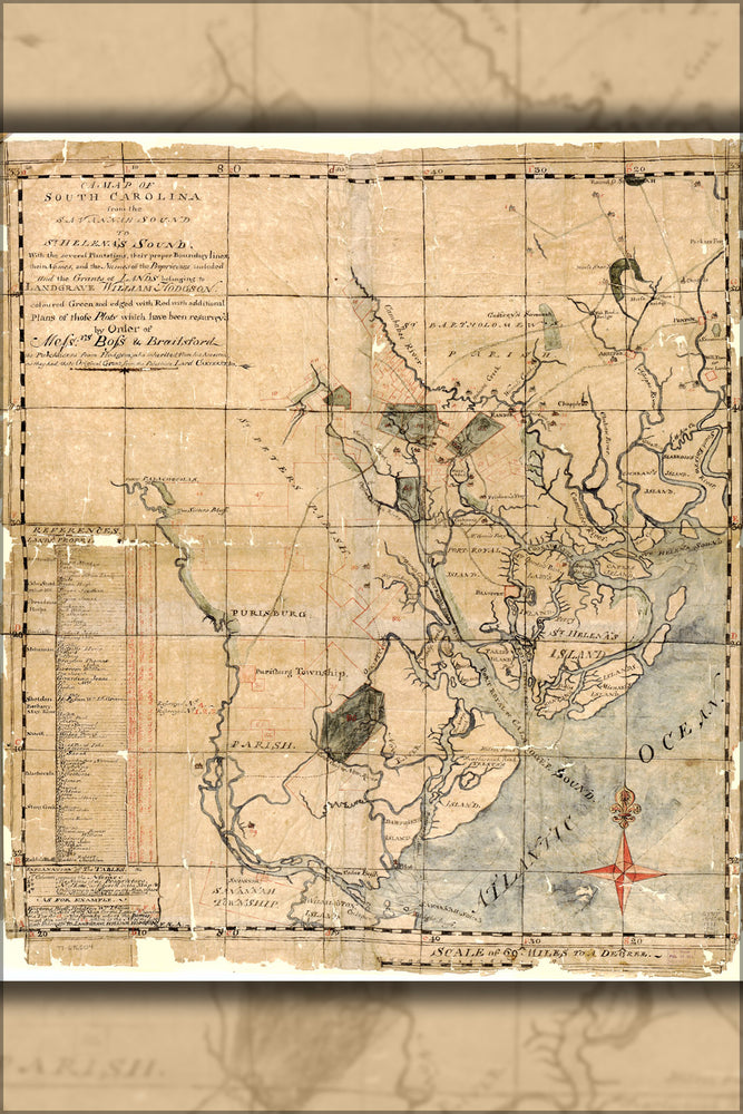 24"x36" Gallery Poster, map of South Carolina 1771