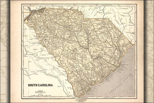 24"x36" Gallery Poster, map of South Carolina 1842