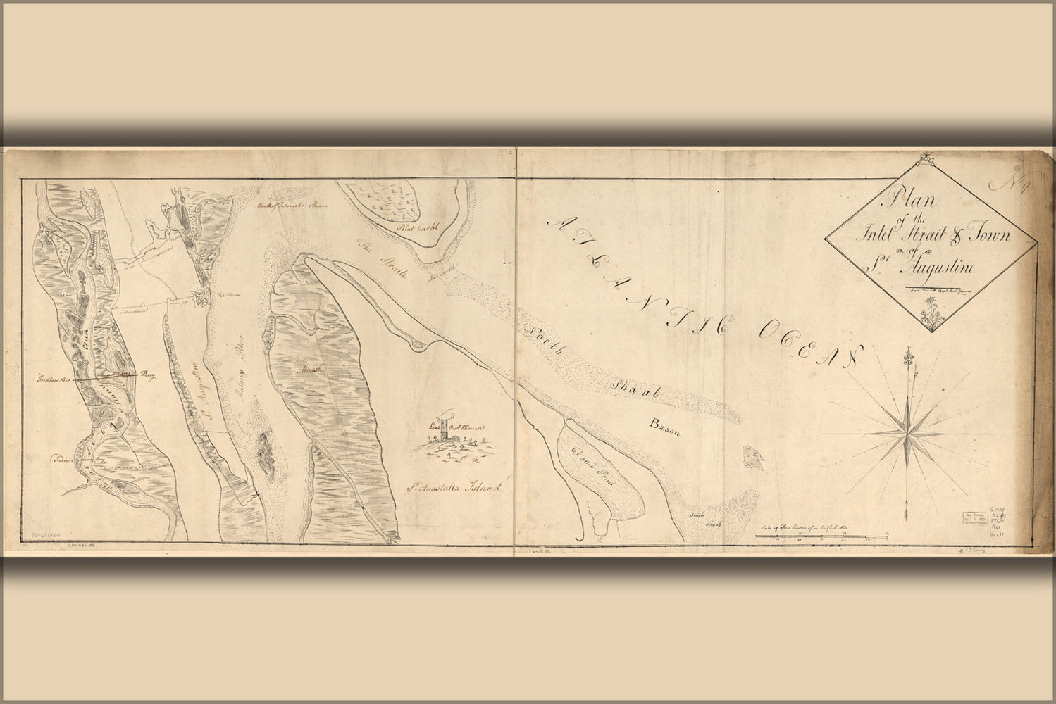 24"x36" Gallery Poster, map of St. Augustine florida 1760 saint