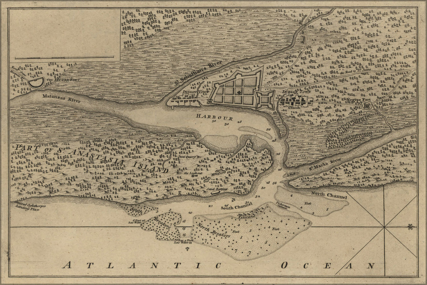 24"x36" Gallery Poster, map of St. Augustine florida 1762