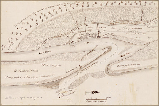 24"x36" Gallery Poster, map of St. Augustine florida 1819 saint