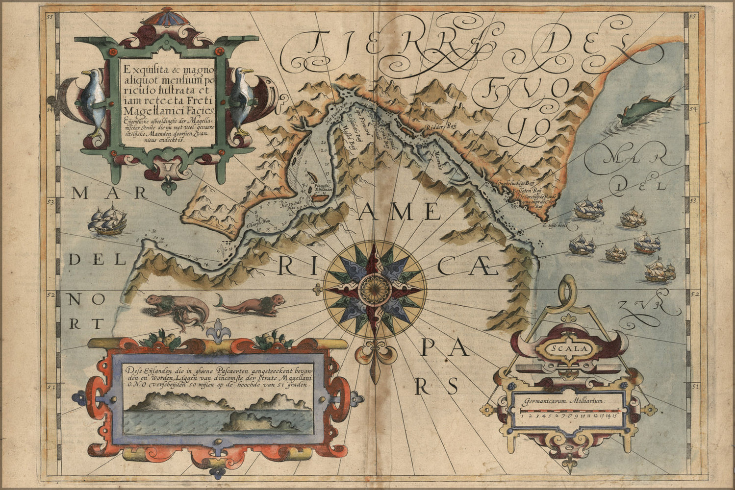 24"x36" Gallery Poster, map of Strait of Magellan 1570