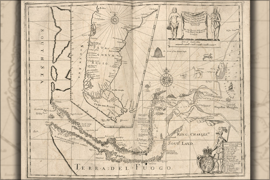 24"x36" Gallery Poster, map of Strait of Magellan 1700