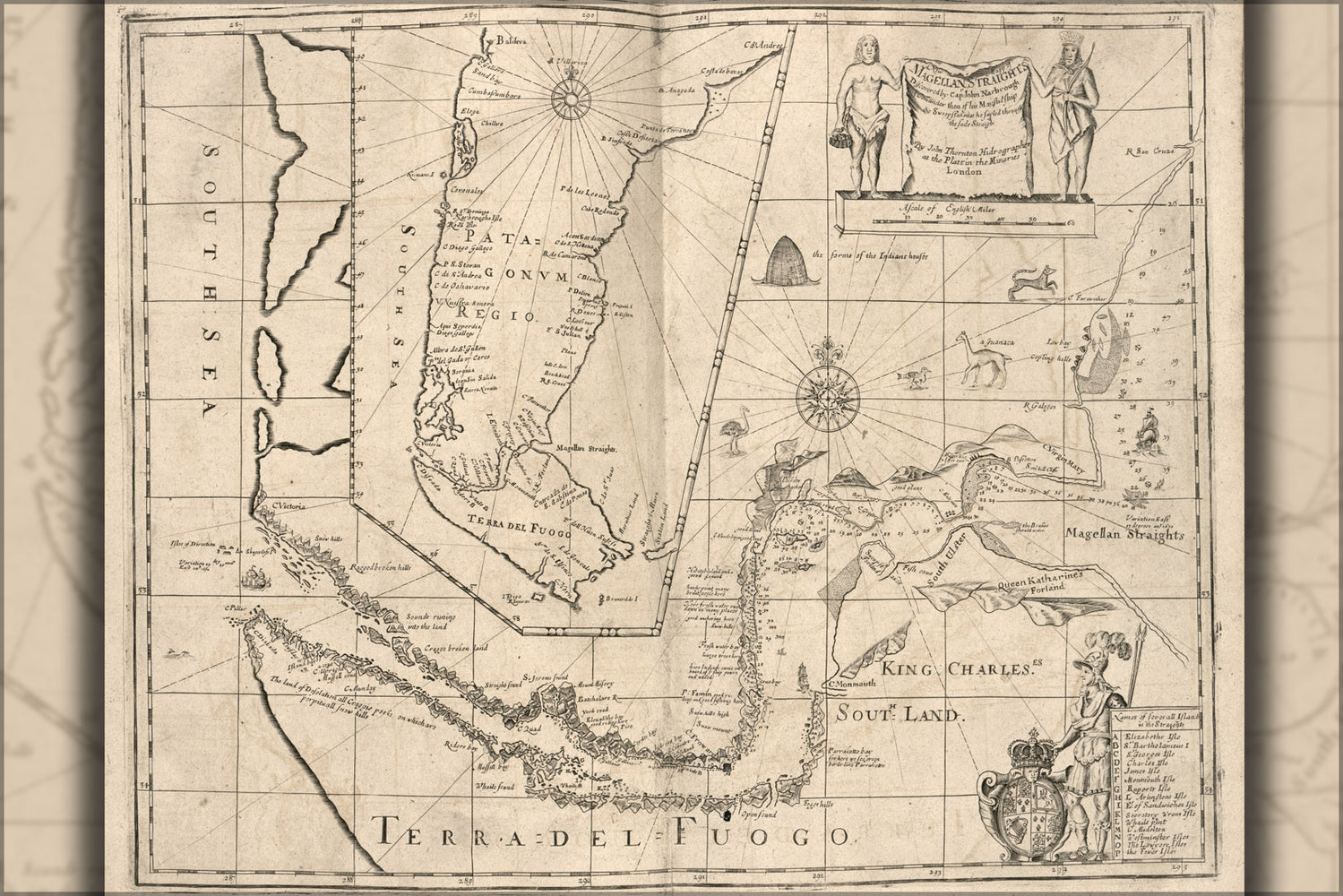 24"x36" Gallery Poster, map of Strait of Magellan 1700