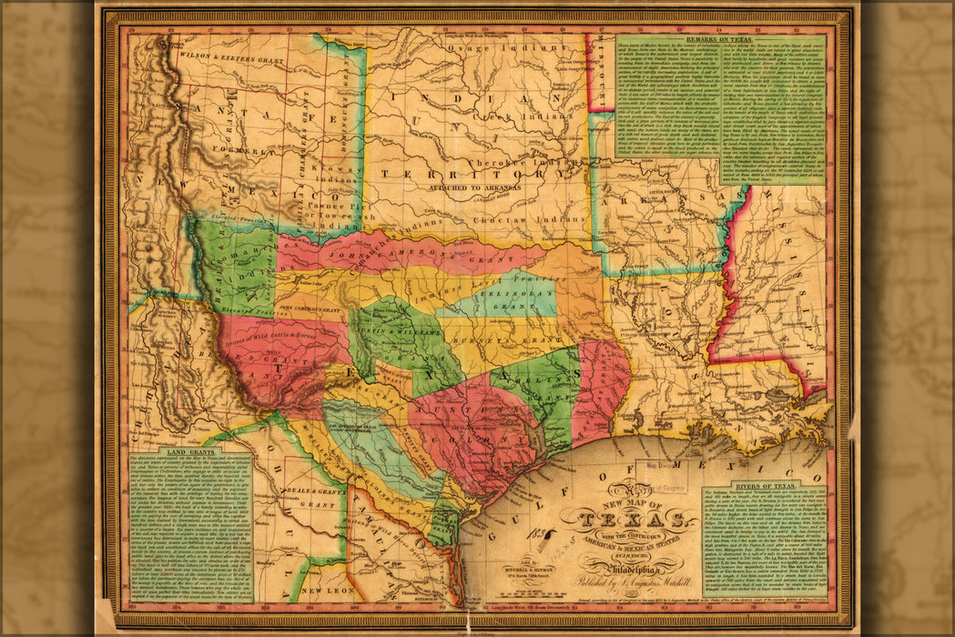 24"x36" Gallery Poster, map of Texas 1835