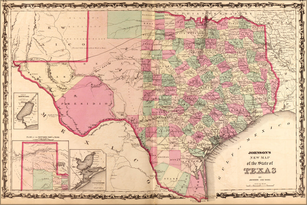 24"x36" Gallery Poster, map of Texas 1862 05_22_19