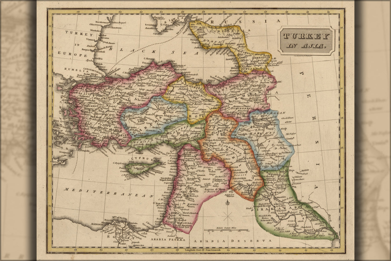 24"x36" Gallery Poster, map of Turkey in Asia 1817
