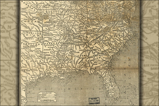 24"x36" Gallery Poster, map of Union blockade of the Atlantic ocean 1861
