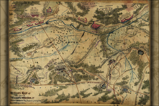 24"x36" Gallery Poster, map of Union works Yorktown virginia 1862