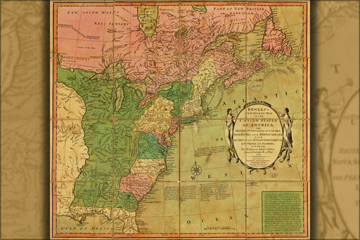 24"x36" Gallery Poster, map of United States of America & Canada 1784