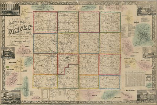24"x36" Gallery Poster, map of Wayne County Ohio 1856