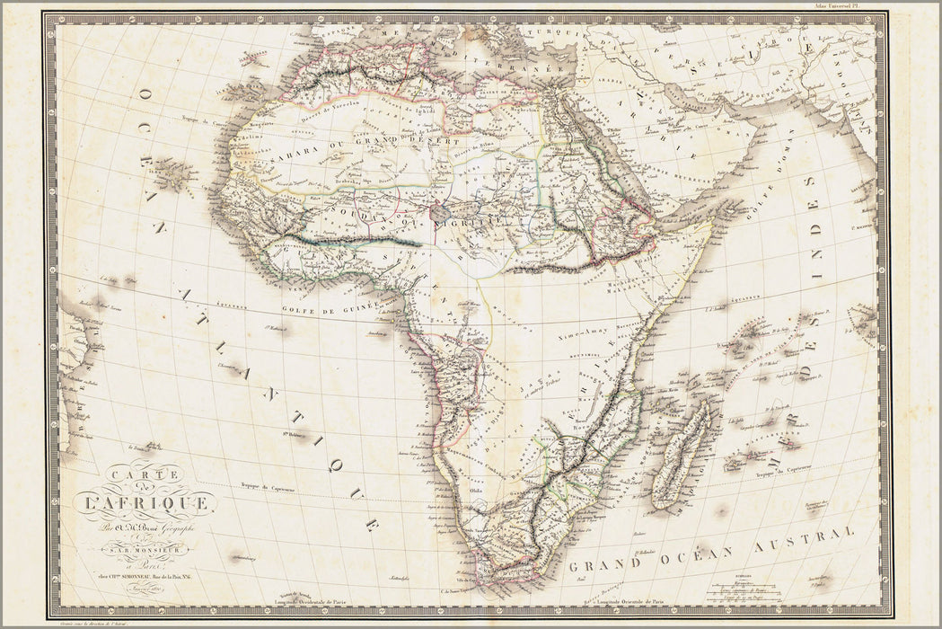 24"x36" Gallery Poster, map of africa 1820 in french