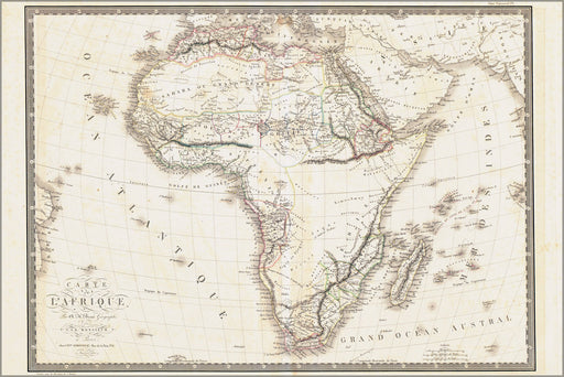 24"x36" Gallery Poster, map of africa 1820 in french