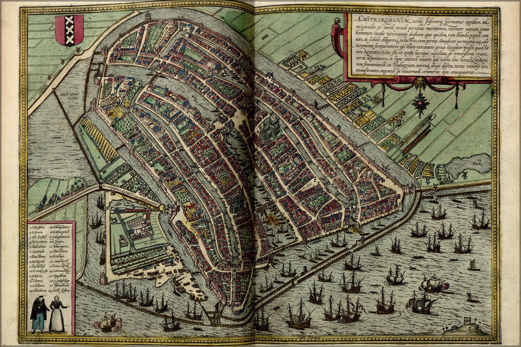 24"x36" Gallery Poster, map of amsterdam 1612