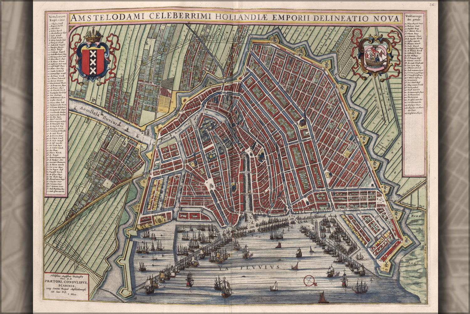 24"x36" Gallery Poster, map of amsterdam 1642