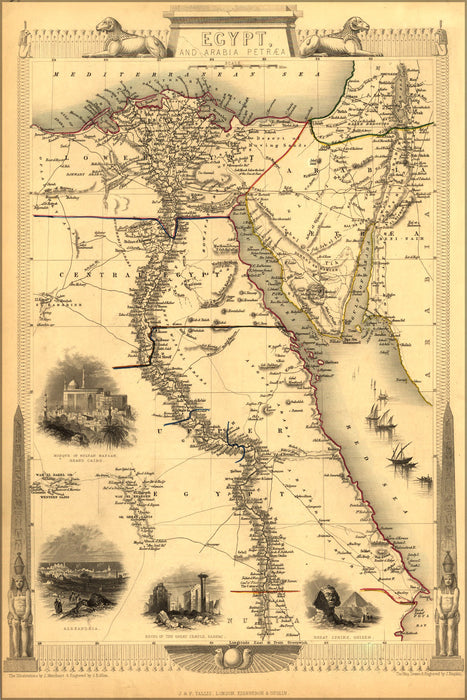 24"x36" Gallery Poster, map of ancient Egypt published 1851