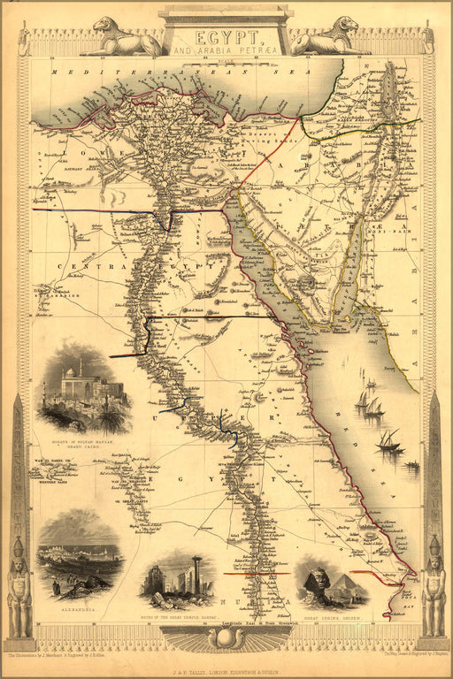 24"x36" Gallery Poster, map of ancient Egypt published 1851