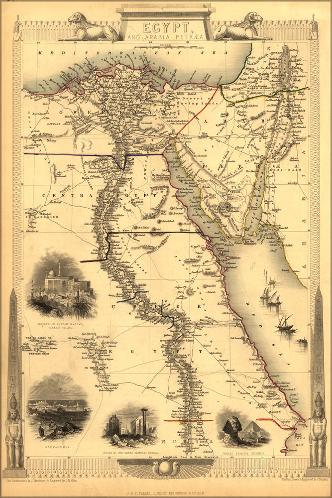 24"x36" Gallery Poster, map of ancient Egypt published 1851