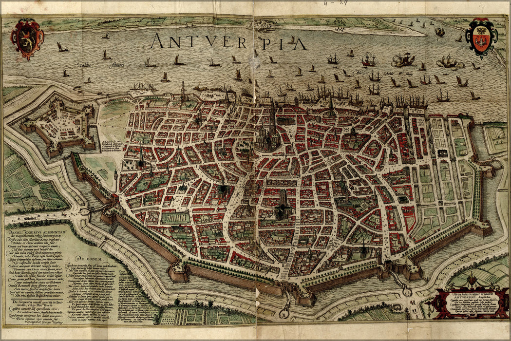 24"x36" Gallery Poster, map of antwerp 1612