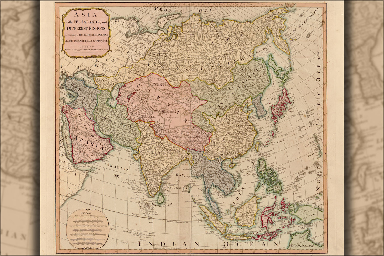 24"x36" Gallery Poster, map of asia 1799 P2