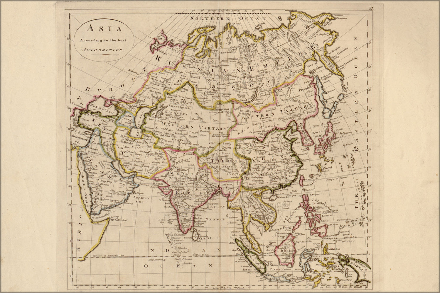 24"x36" Gallery Poster, map of asia 1814