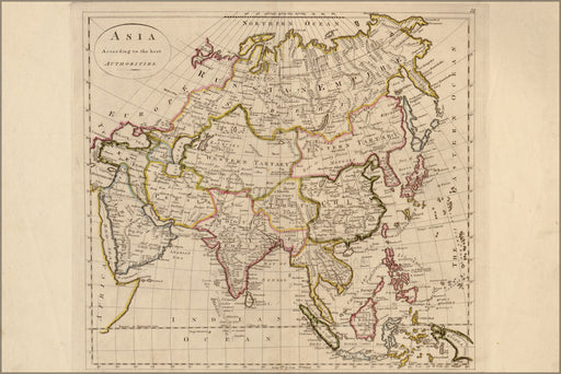 24"x36" Gallery Poster, map of asia 1814