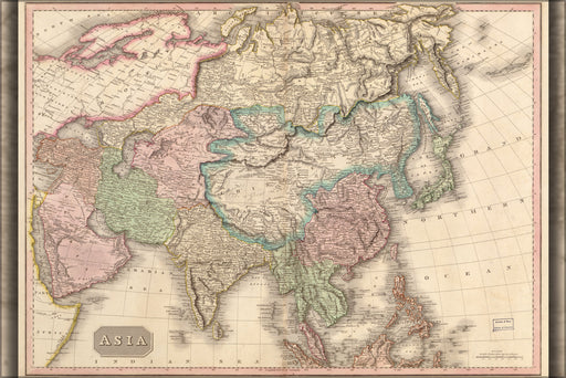 24"x36" Gallery Poster, map of asia 1818