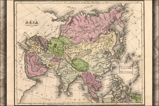 24"x36" Gallery Poster, map of asia 1835