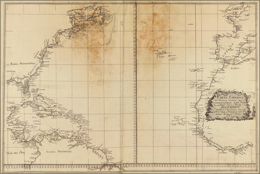 24"x36" Gallery Poster, map of atlantic ocean 1800