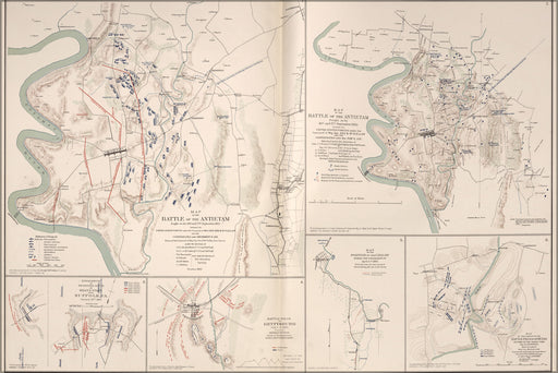 24"x36" Gallery Poster, map of battle of Antietam, Md.; Suffolk, Va.; Gettysburg, Md