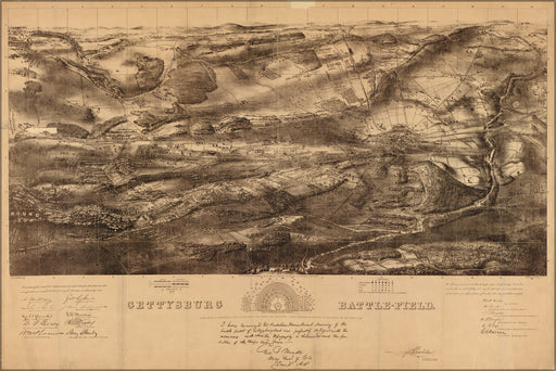 24"x36" Gallery Poster, map of battle of Gettysburg 1863 p11