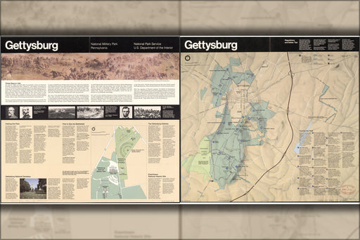 24"x36" Gallery Poster, map of battle of Gettysburg national Park 1982