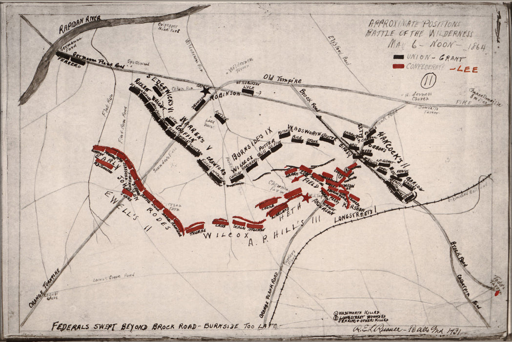 24"x36" Gallery Poster, map of battle of the Wilderness 1864