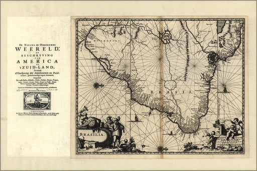 24"x36" Gallery Poster, map of brazil 1671