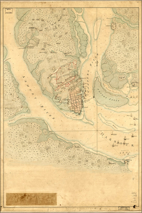 24"x36" Gallery Poster, map of british in Charleston south carolina 1780