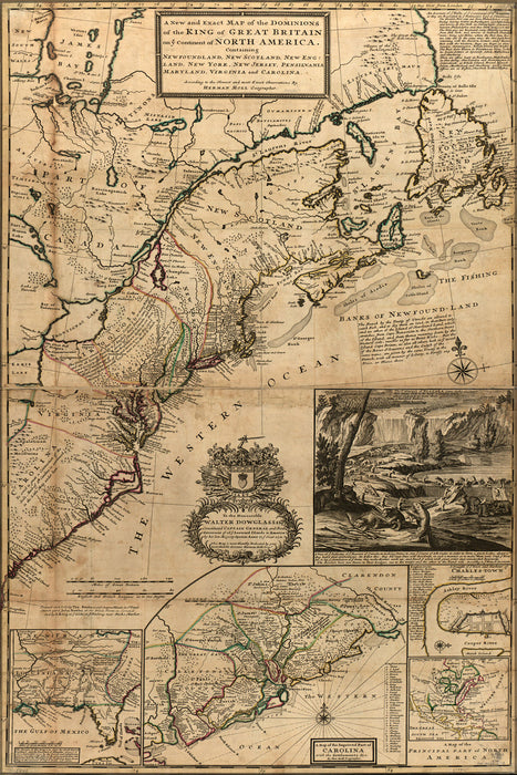 24"x36" Gallery Poster, map of british land in North America 1731
