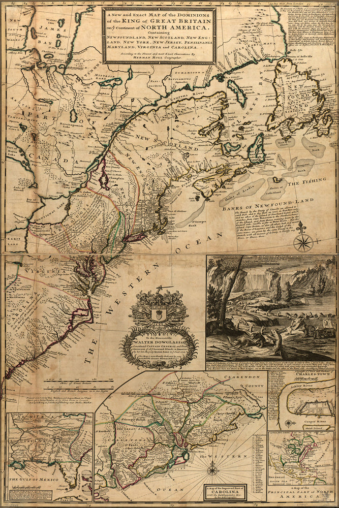 24"x36" Gallery Poster, map of british land in North America 1731