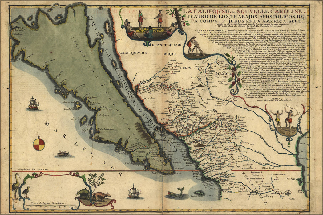 24"x36" Gallery Poster, map of california as an island 1720 p2