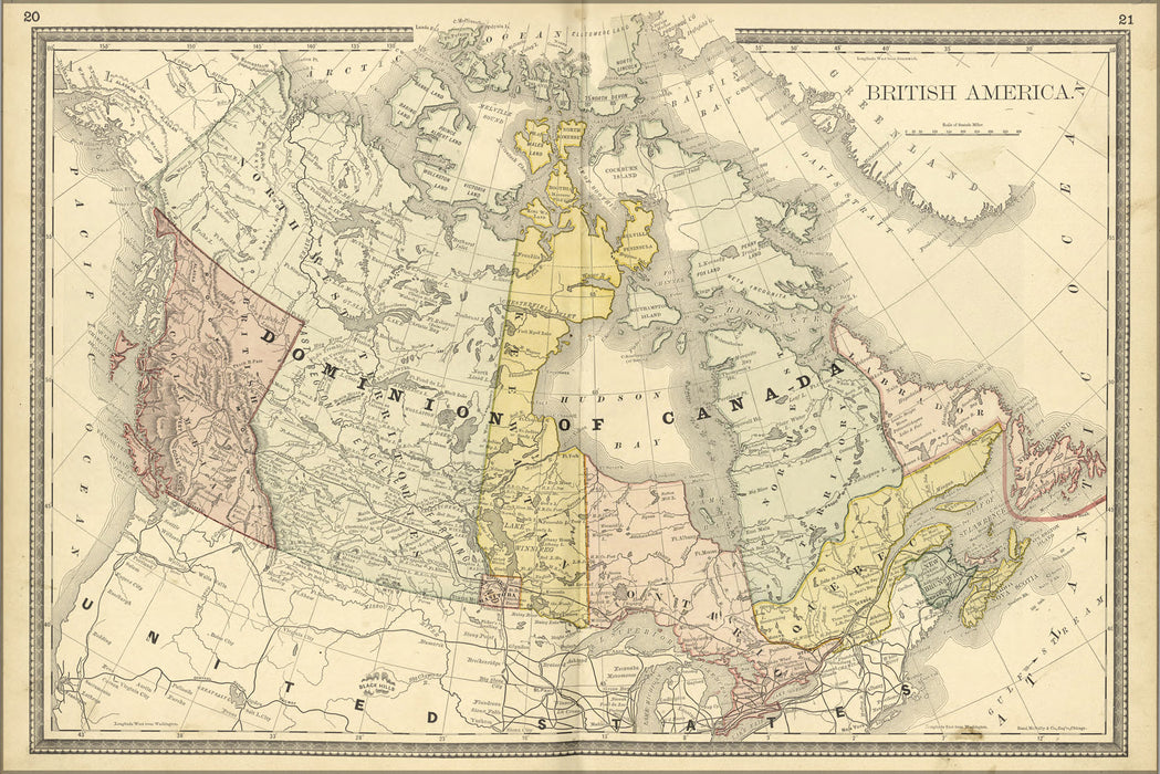 24"x36" Gallery Poster, map of canada 1881