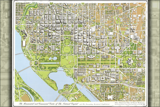 24"x36" Gallery Poster, map of central Washington d.c. 1996
