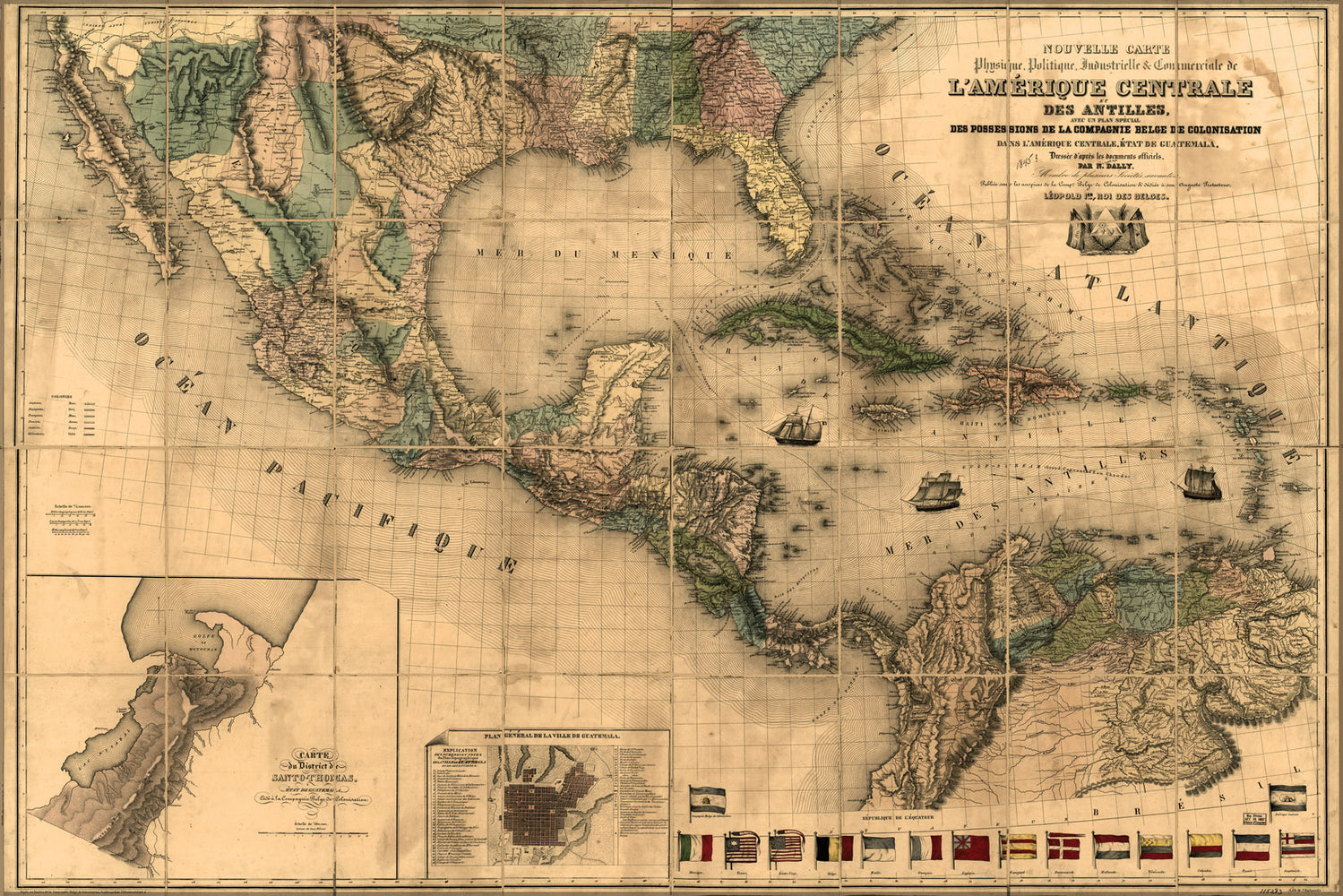 24"x36" Gallery Poster, map of central america 1845 in french